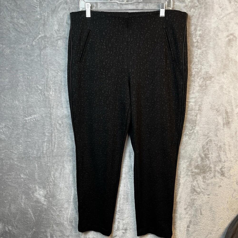 Chicos Women Dress Pants Size 14 Black Straight Leg Career Holiday Tummy Control